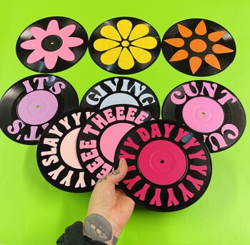 Flower Set Of Three Seven' Mini Record Decor, 5 of 6