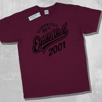 'Established 2001' 21st Birthday Gift T Shirt, 4 of 11