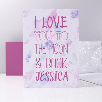 'I Love You To The Moon And Back' Watercolour Card, 4 of 4