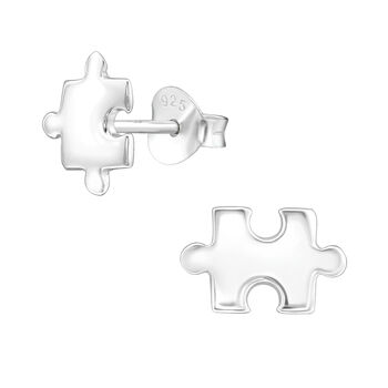 Sterling Silver Jigsaw Stud Earrings In A Gift Tin, 2 of 10