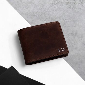 Personalised Men's Rfid Full Grain Oiled Leather Bifold Wallet, 3 of 7