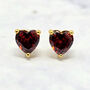 Garnet Heart January Birthstone Stud Earrings, thumbnail 1 of 3