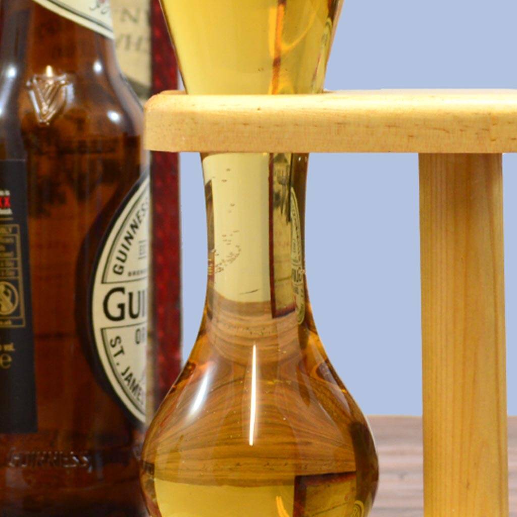 Personalised Beer Glass With Wood Stand By