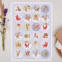 Christmas Santa And Festive Elf Circle Sticker Sheet, thumbnail 1 of 3