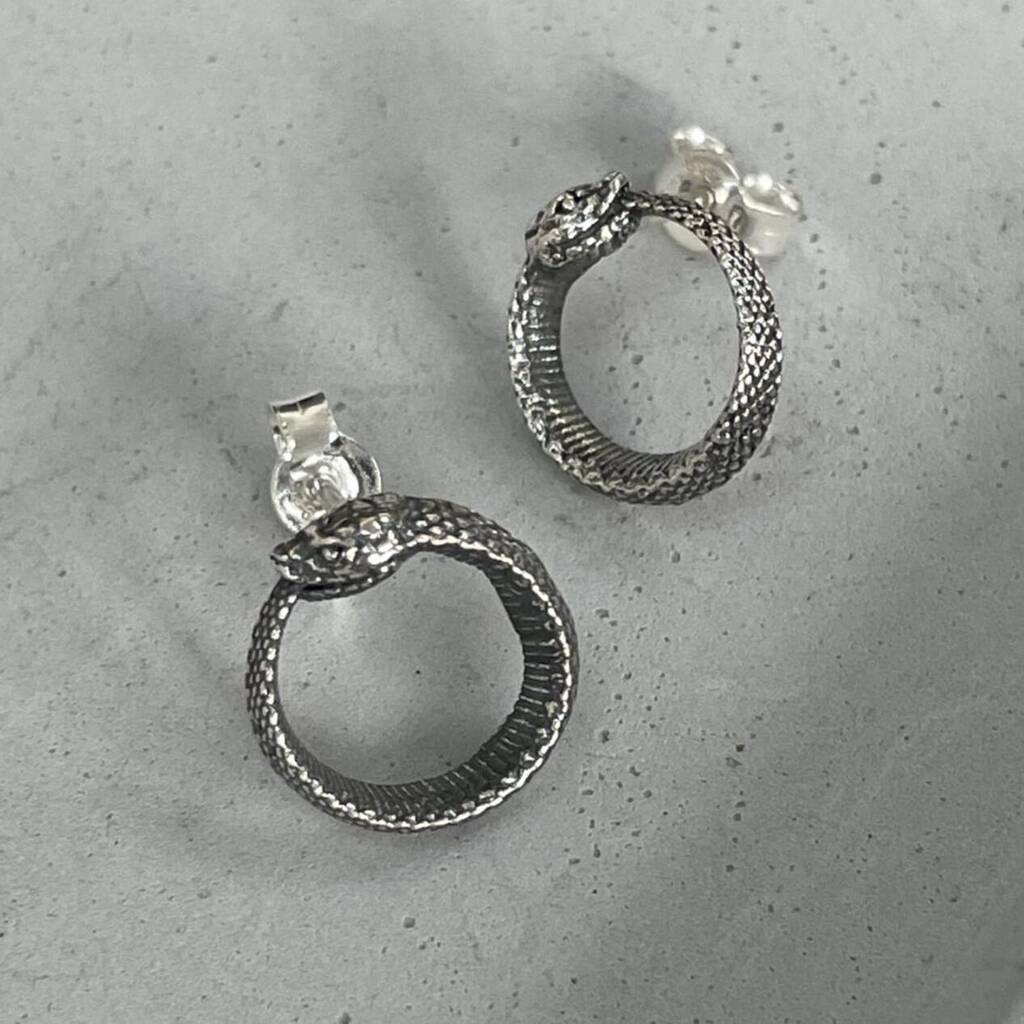 Sterling Silver Ouroboros Studs, 1 of 8