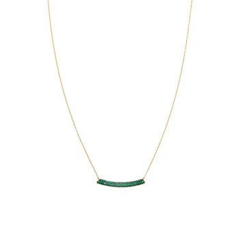 Sterling Silver Concave Bar Necklace Green, 5 of 12