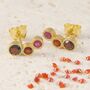 Garnet And Ruby Birthstone Gold Plated Silver Studs, thumbnail 1 of 3