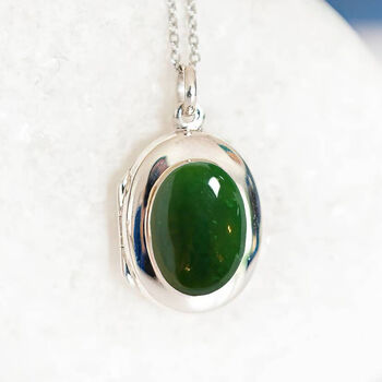 Personalised Sterling Silver Nephrite Jade Locket, 3 of 11