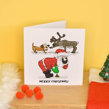 Funny Santa And Dog Christmas Card, 2 of 3