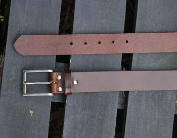 Handmade Belt Men's English Leather Belt Brown 35mm Wide, 3 of 10