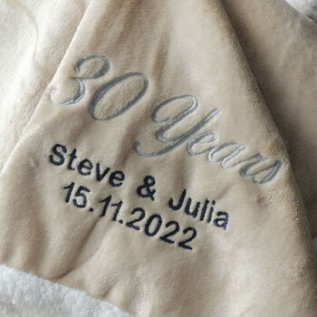 Personalised Pearl Wedding Anniversary Neutral Blanket, 4 of 8