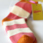 100% Cashmere Bold Coral Stripe Socks, thumbnail 7 of 10