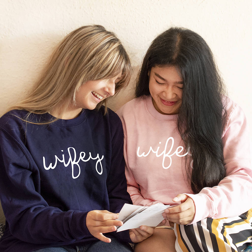 Wifey And Wifey Couples Sweatshirt Jumper, 1 of 9