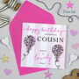 Leopard Love Balloon Cousin Birthday Card, thumbnail 1 of 3