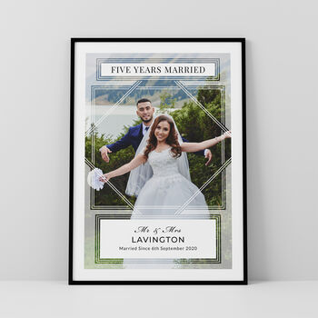 Five Years Together Couples Photo Print Personalised Anniversary Gift, 3 of 5