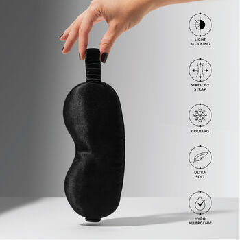 Silver Cloud Black Satin Sleep Eye Mask, 2 of 8