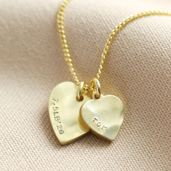 Personalised Double Hammered Heart Charm Necklace, 4 of 6