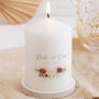 Personalised Burgundy Floral Wreath Pillar Candle, thumbnail 2 of 2