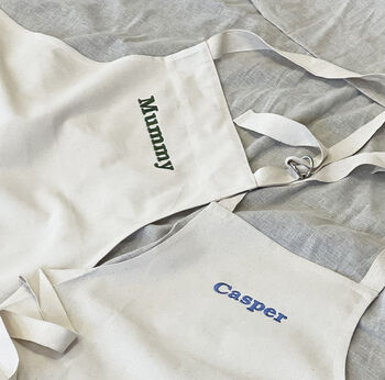 Organic Embroidered Mother's Day Matching Personalised Apron, 3 of 11