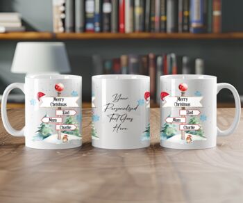 Personalised Family North Pole Three Names Christmas Mug, 2 of 2