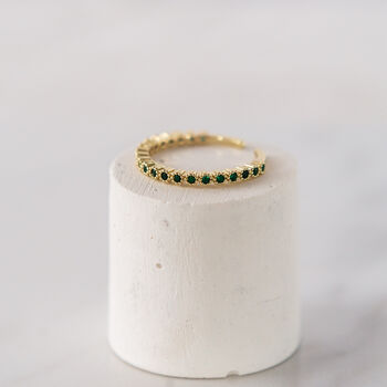 14k Gold Plated Emerald Dotted Zircon Ring, 4 of 8