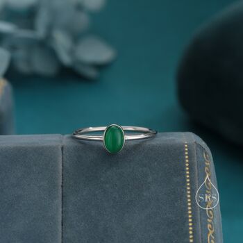 Sterling Silver Green Onyx Oval Ring, 3 of 12