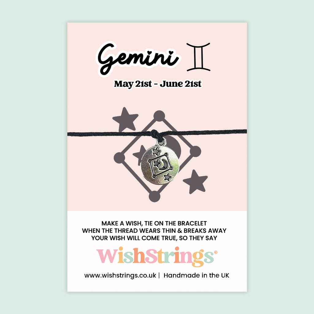 Gemini Wish Bracelet, Zodiac Star Sign Jewellery Gift, 1 of 3