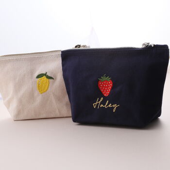 Embroidered Fruit Make Up Bags Personalised, 4 of 7