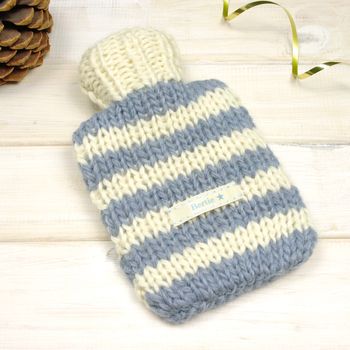 Personalised Stripe Mini Hot Water Bottle And Cover, 5 of 7
