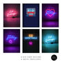 Multipack Of Six Eid Mubarak Cards, Neon Lights, thumbnail 1 of 2