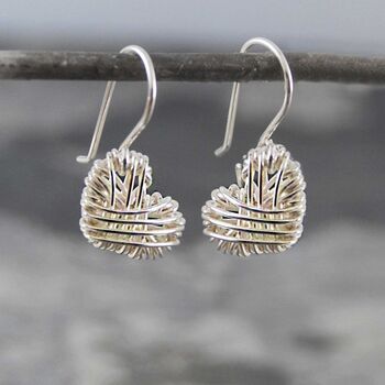 Silver Long Interwoven Heart Drop Earrings, 4 of 12