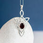 Genuine Garnet Celtic Knot Necklace In Sterling Silver, thumbnail 3 of 11