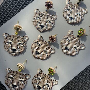 Hand Beaded Cheetah And Crystal Earrings, 4 of 7