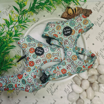 Iced Doughnuts And Coffee Puppy Or Dog Harness Set Xs L, 8 of 12