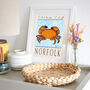 The Famous Cromer Crab, Norfolk Coast Seafood Local Produce Travel Print, thumbnail 1 of 2