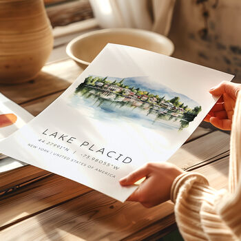 USA Travel Landmarks Print Of Lake Placid New York, 3 of 7