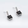 Sapphire 925 Sterling Silver Square Drop Earrings, thumbnail 2 of 3