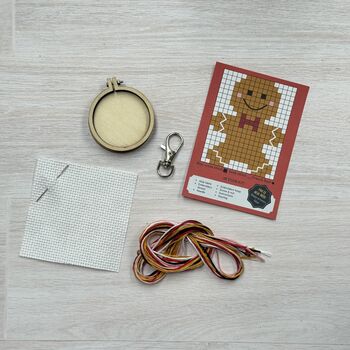 I Love You From My Head To My Dough Christmas Mini Matchbox Cross Stitch Kit, 4 of 5