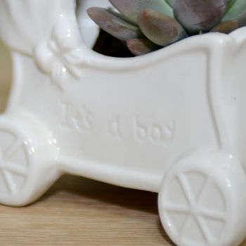 It's A Boy Ceramic Buggy Planter Baby Shower Gift, 5 of 6