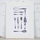 cutlery and kitchen utensil grid print by yellowstone art boutique ...