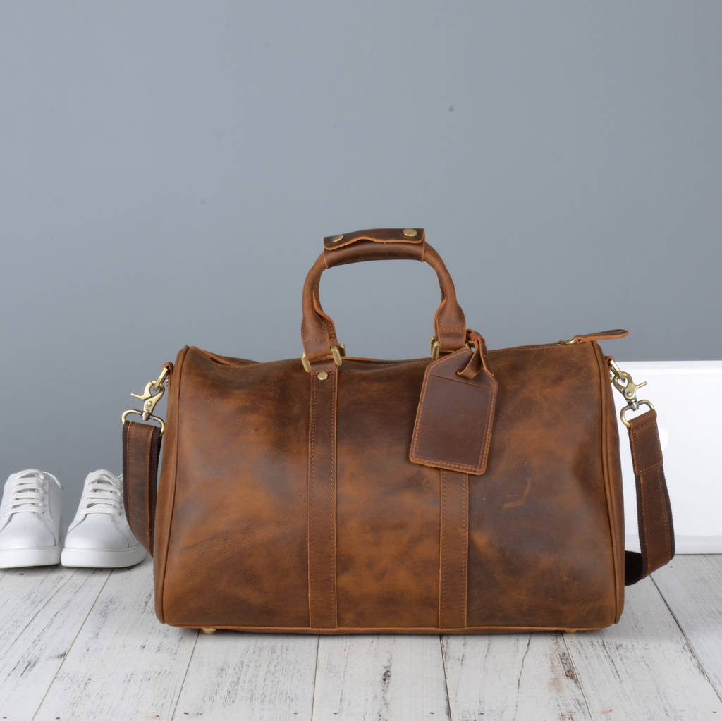 Vintage Leather Weekend Bag By EAZO