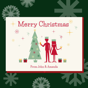 Personalised Retro Style Family Christmas Card Pack Of Ten, 3 of 5