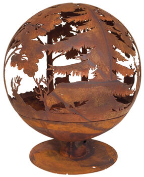 Rusty Metal Deer And Woodland Fire Pit Globe, 2 of 3