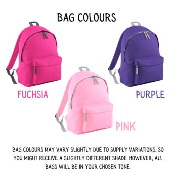 Personalised Kids Backpack With Chenille Letters And Fun Motifs – Custom Nursery And School Bag, 4 of 7