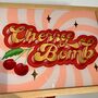 'Cherry Bomb' Reverse Glass Gold Leaf Wall Art Sign, thumbnail 8 of 12