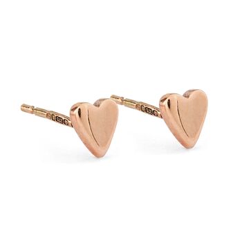 Tiny Handmade Solid Gold Heart Studs, 4 of 8