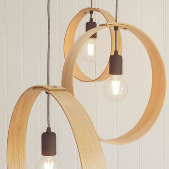 Customisable Three Pendant Wooden Cluster Light, 4 of 12