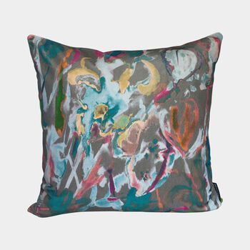 Abstract Floral Velvet Cushion Graphite, 3 of 3