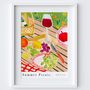 Wine And Cheese Summer Picnic Art Print Poster, thumbnail 3 of 6