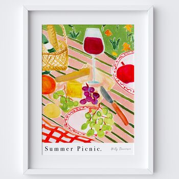 Wine And Cheese Summer Picnic Art Print Poster, 3 of 6
